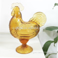 handmade hot sale amber glass jar,glass rooster jar